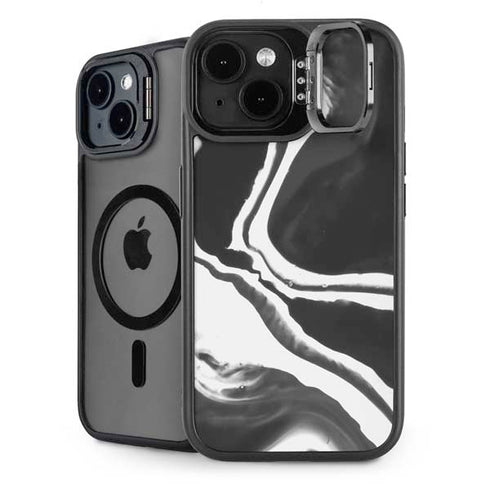Black Marble Ink iPhone 15 Kickstand Case